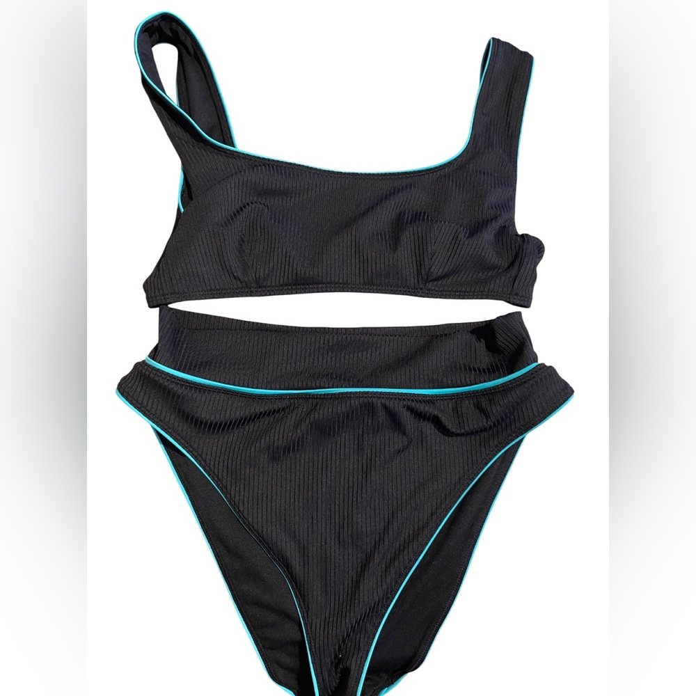 Hurley high thigh cheeky bikini black & teal